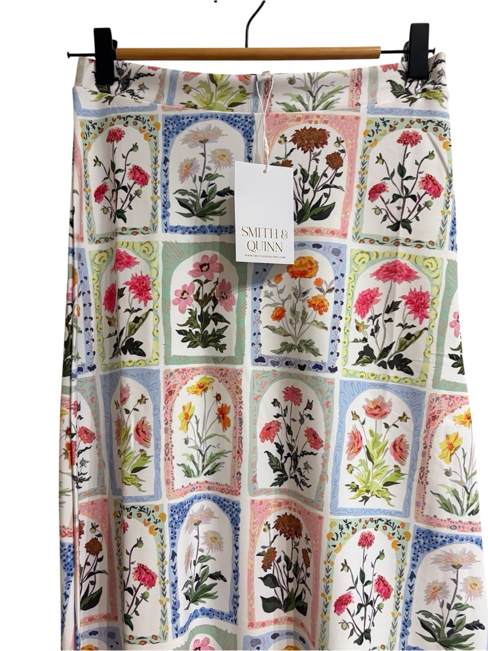 Smith & Quinn Margot Midi Skirt Flower Box Botanical Floral Grid Size Small - Picture 4 of 8